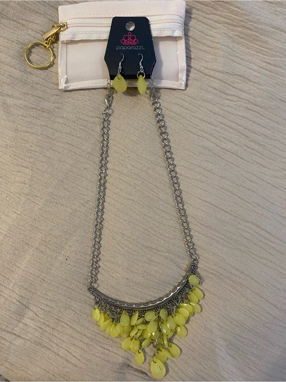 paparazzi Lemon Drop Fringe Necklace with Matching Earrings